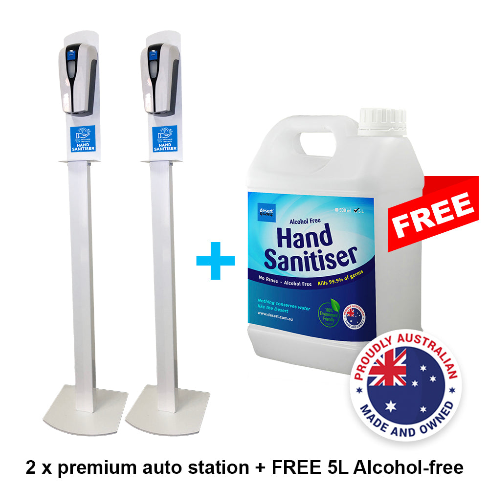 2 x Premium Auto Station + FREE 5L Alcohol-Free Hand Sanitiser