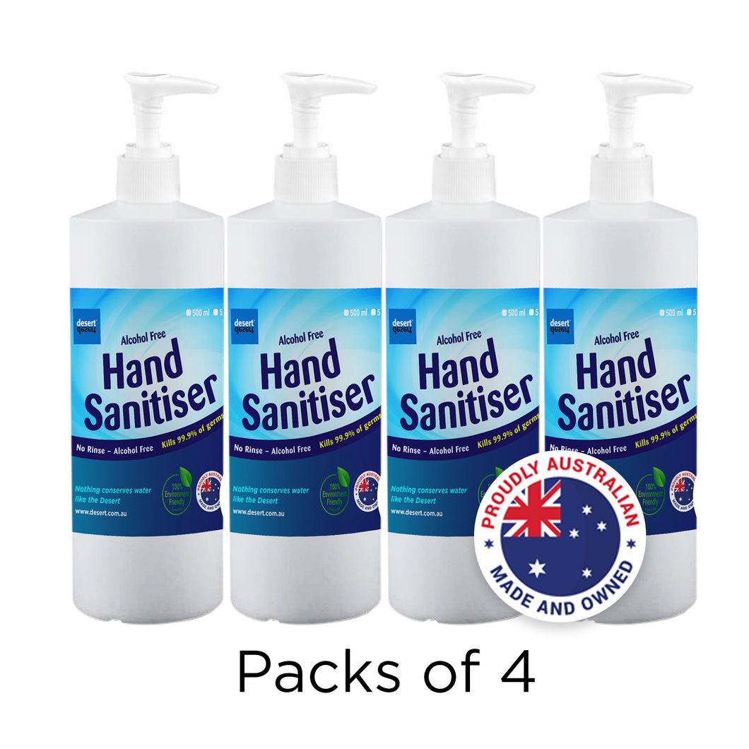 Alcohol-Free Hand Sanitiser 4 x 500ml Bottle with Pump